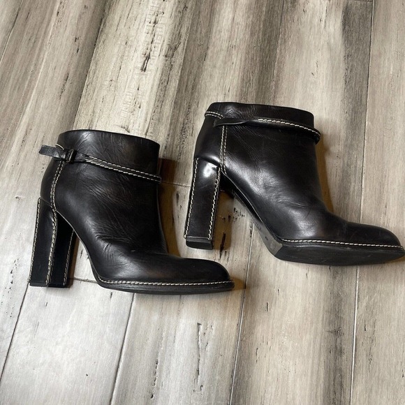 Veronique Branquinho Heeled Booties Women's Black with White Outline Size 40 - Picture 5 of 9